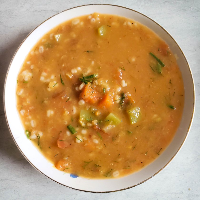 red lentil vegetable barley soup